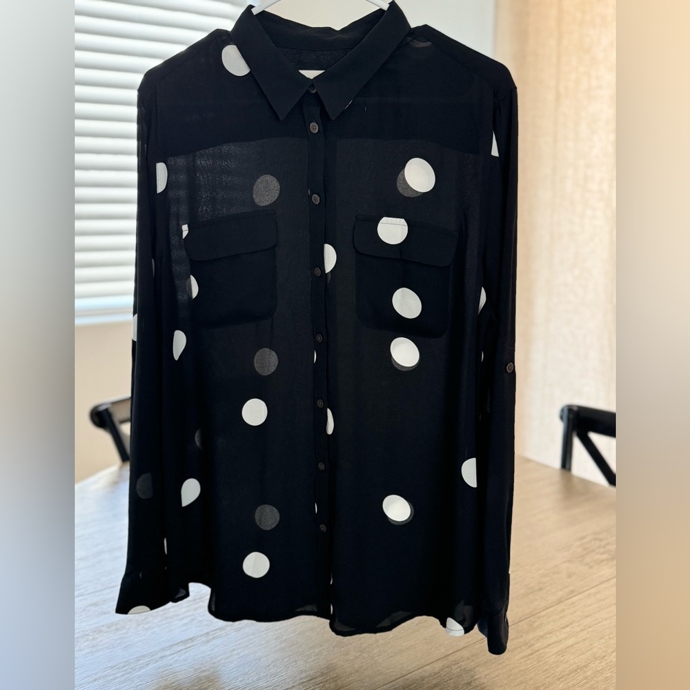 Loft- black and cream button down top - size xl
